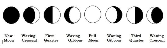 The Moon's Phases (Northern Hemisphere)